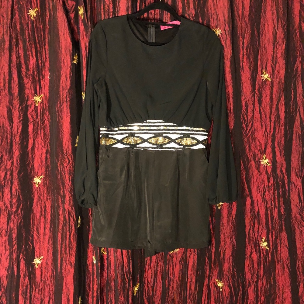 Black romper with sequin detail